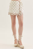 TAN AND WHITE POLKA DOT SKORT
