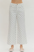 WHITE AND BLACK POLKA DOT PANTS
