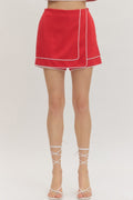 RED SKORT WITH WHITE TRIM