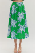 BLUE AND GREEN FLORAL SKIRT
