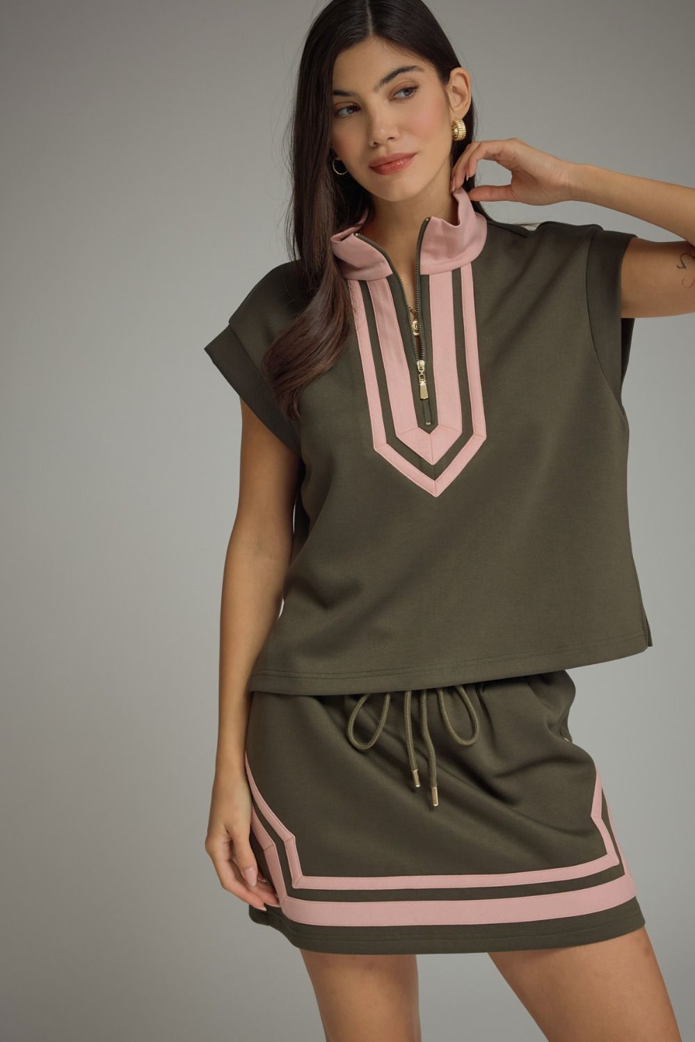 OLIVE AND PINK SKORT SET