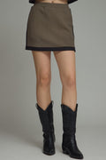 BLACK AND BROWN GINGHAM SKORT