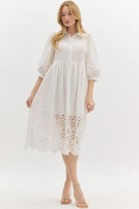 WHITE EYELET MIDI