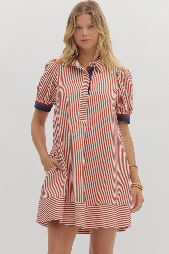 MAROON STRIPE DRESS