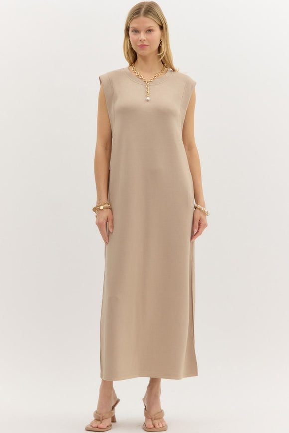 TAUPE JERSEY KNIT MIDI