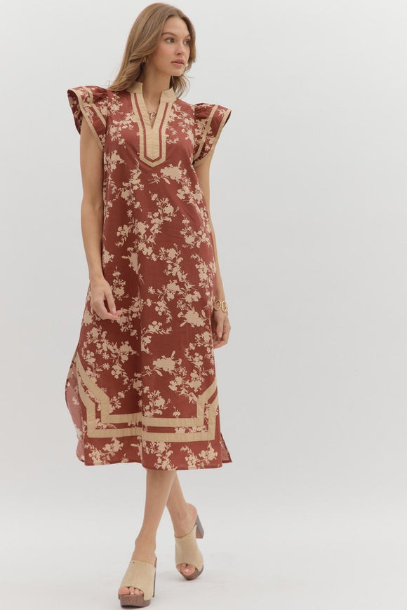 SCARLET AND KHAKI MIDI