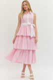 PINK RUFFLE STRIPE DRESS