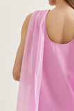 PINK SLEEVELESS DRAPED NECKLINE DETAIL