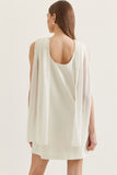 WHITE SLEEVELESS DRAPED NECKLINE DETAIL