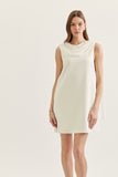 WHITE SLEEVELESS DRAPED NECKLINE DETAIL