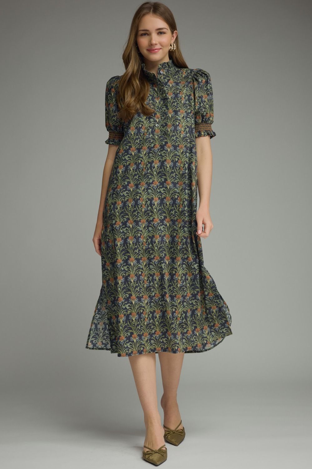 NAVY FLORAL FALL MIDI