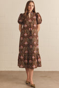FALL FLORAL EYELET MIDI