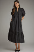 BLACK BUBBLE SLEEVE MIDI