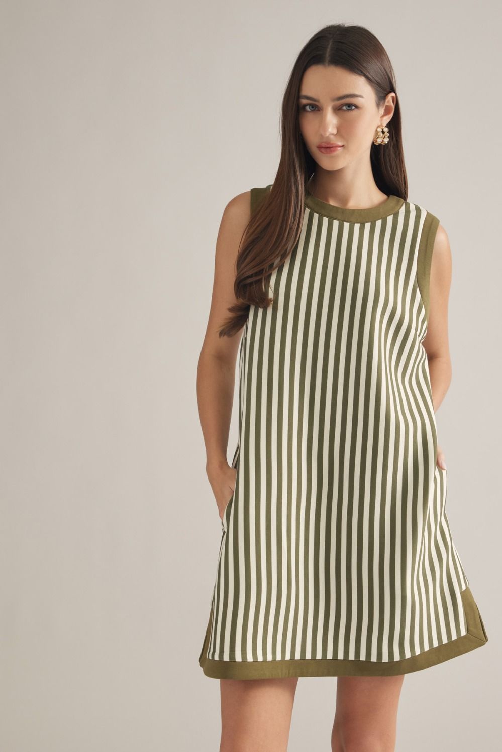 OLIVE STRIPE DRESS
