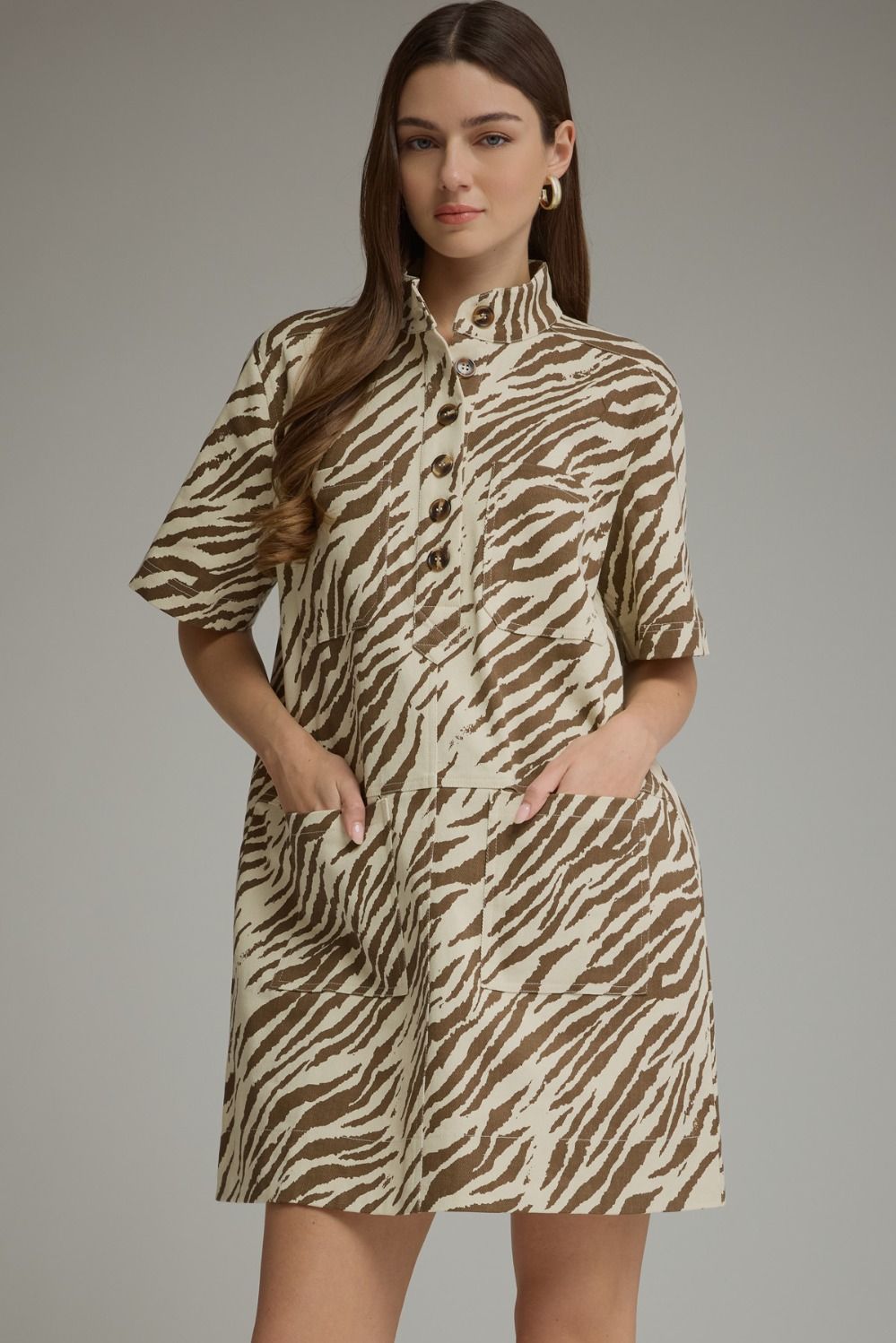 BROWN ZEBRA PRINT DRESS