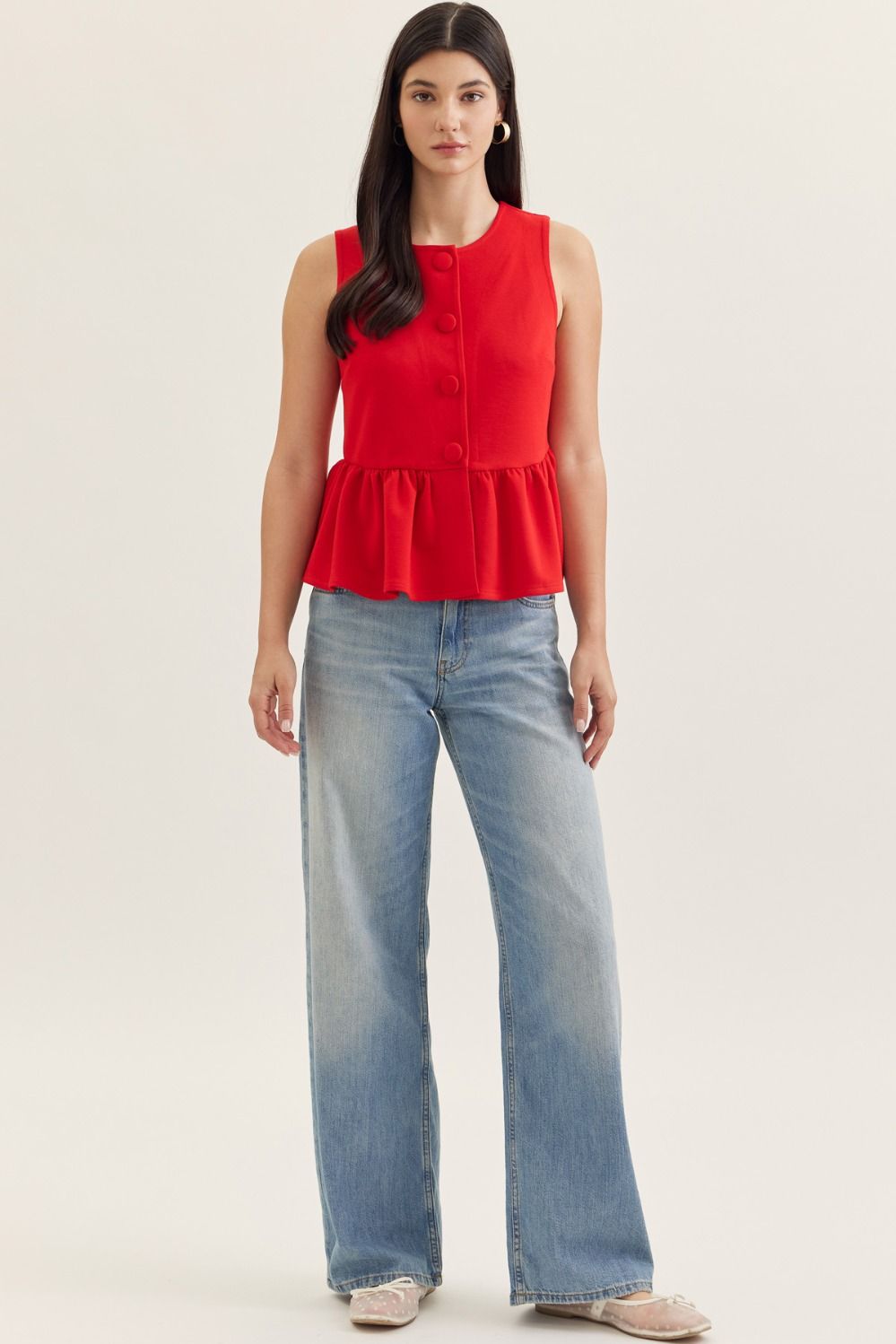 RED PEPLUM TOP