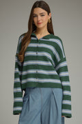 GREEN AND BLUE STRIPE SWEATER