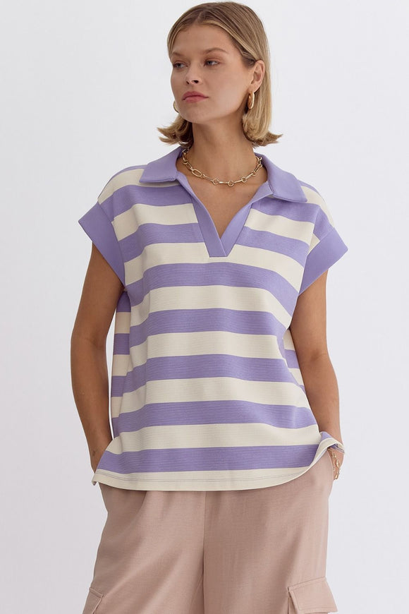 LAVENDER STRIPPED TOP