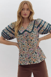 HUNTER GREEN FLORAL TOP