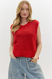 RED KNIT SLEEVELESS TOP