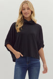 BLACK OVERSIZED MOCK NECK TOP