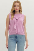 LILAC KNIT TOP WITH SELF TIE DETAIL