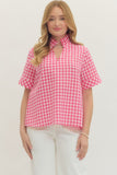 PINK GINGHAM RUFFLE TOP