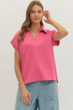 PINK COLLAR TOP