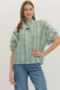 BLUE AND GREEN FLORAL TOP