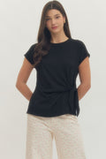 BLACK SIDE TIE TOP