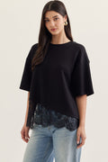 BLACK LACE HEM TOP