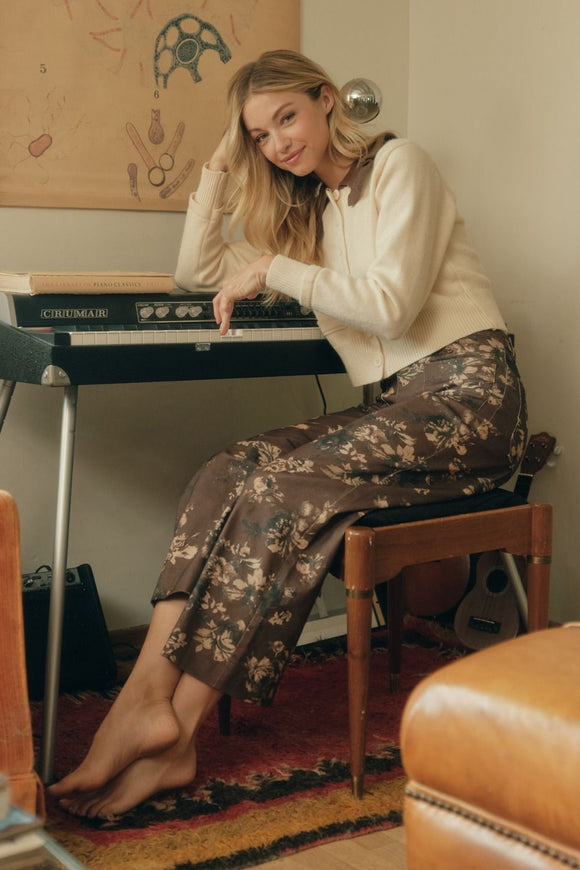 BROWN FLORAL PANTS
