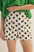 CREAM AND BLACK POLKA DOT SHORTS
