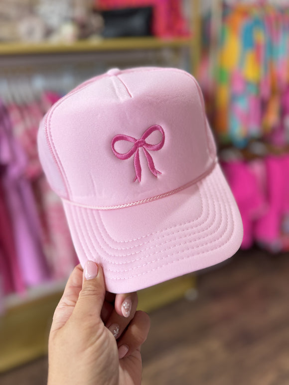 PINK TRUCKER HAT WITH PINK BOW