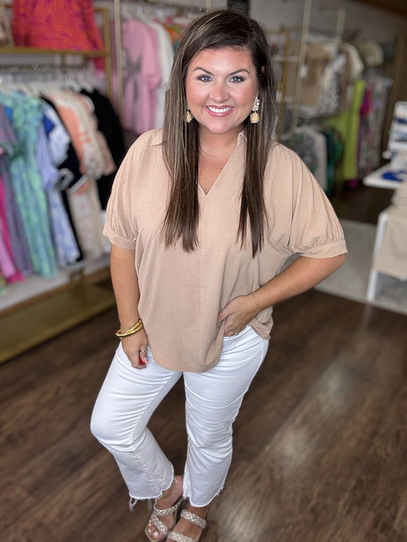 OVERSIZED TAN COLLAR SHIRT